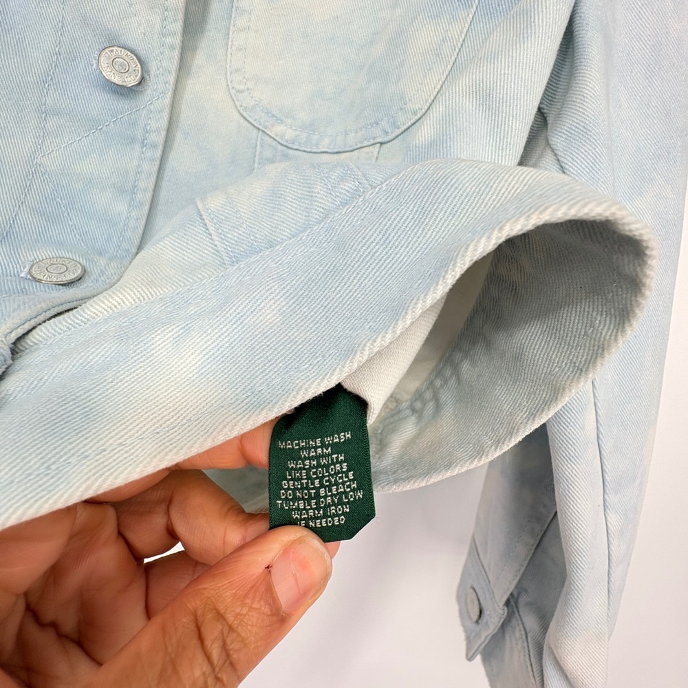 Lauren Ralph Lauren Jacket Womens XS Blue‎ Santorini Fash Tie Dye Denim Trucker - Picture 10 of 11